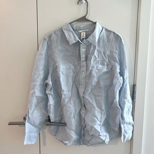 H&M baby blue Linen blouse brand new with tags